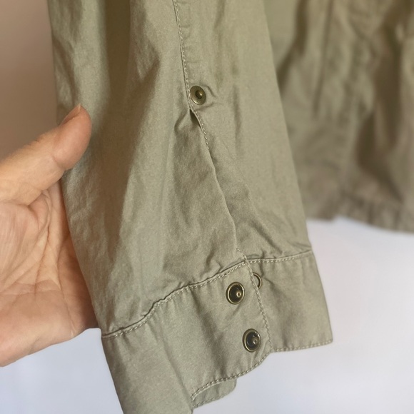 Sigrid Olsen Sage Green Utility Cargo Zip Up Drawstring Jacket Size 12 - Picture 11 of 14